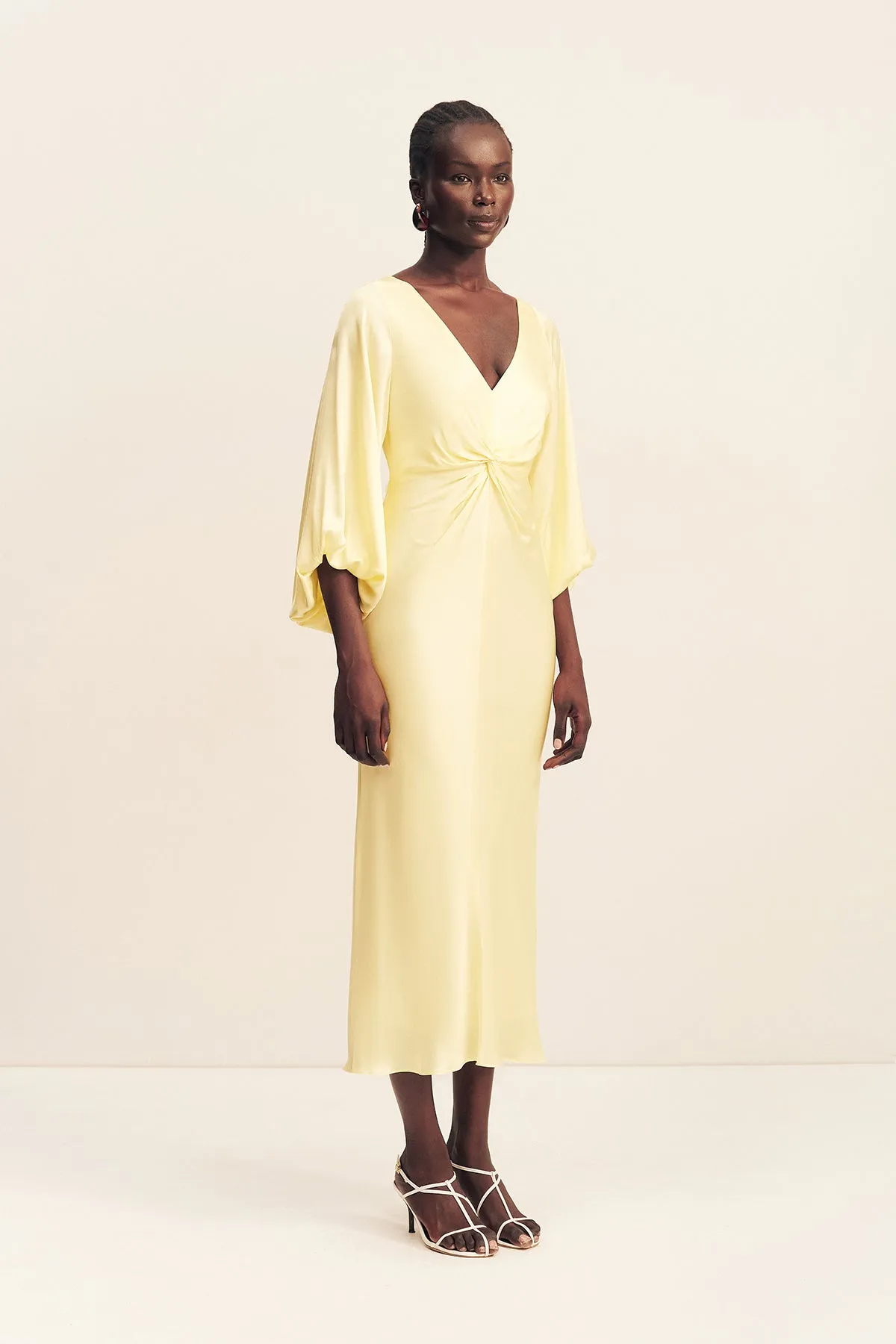 LUMIERE KNOT FRONT MIDI DRESS - GOLDEN HOUR sold by Shona Joy product image thumbnail 3