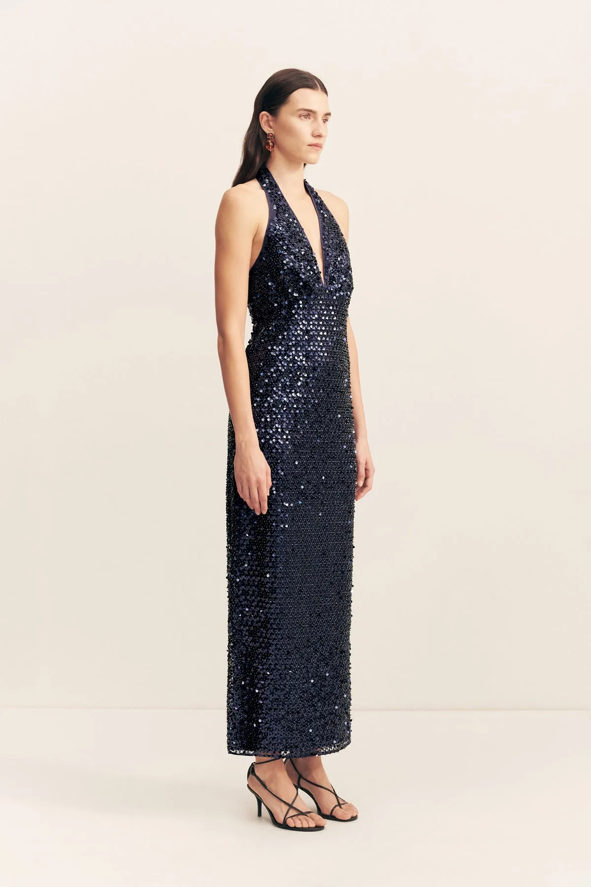 EVERLY PLUNGED HALTER MAXI DRESS - MOONLIGHT sold by Shona Joy product image thumbnail 4