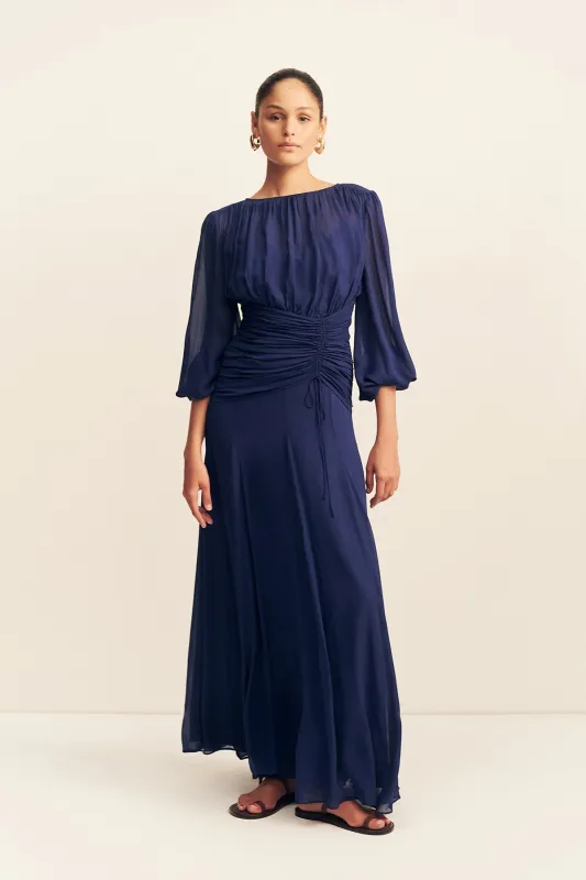 ROMY HIGH NECK BALLOON SLEEVE MAXI DRESS - MIDNIGHT sold by Shona Joy