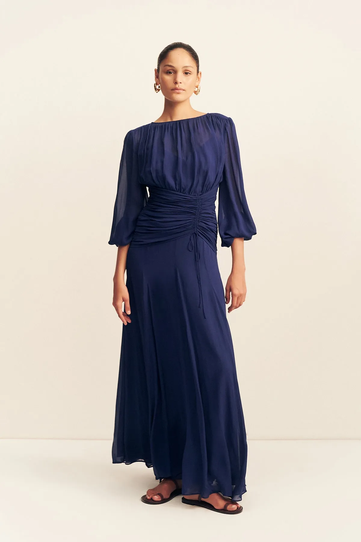 ROMY HIGH NECK BALLOON SLEEVE MAXI DRESS - MIDNIGHT sold by Shona Joy