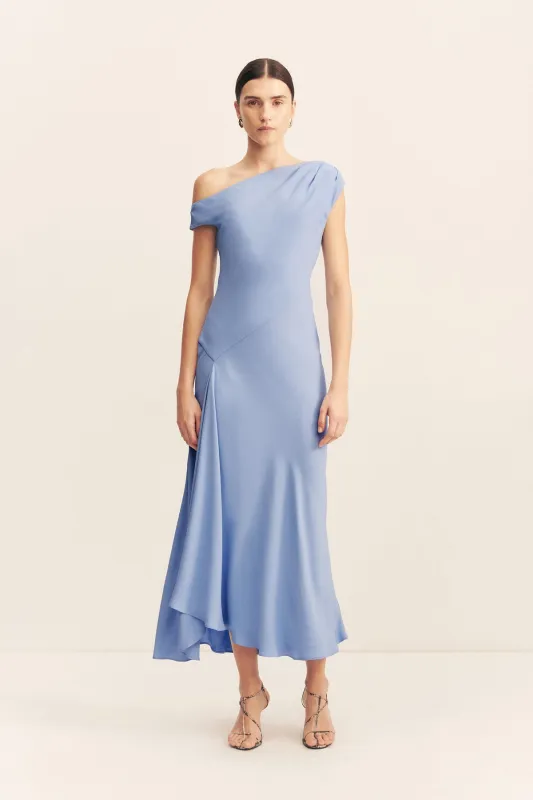 RIO ASYMMETRICAL DRAPED MIDI DRESS - CORNFLOWER BLUE sold by Shona Joy