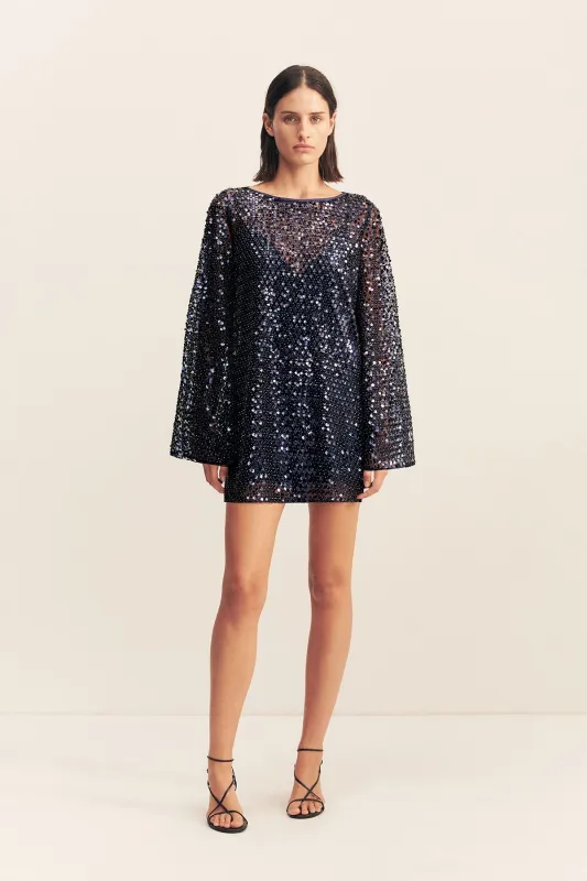 EVERLY LONG SLEEVE MINI DRESS - MOONLIGHT sold by Shona Joy
