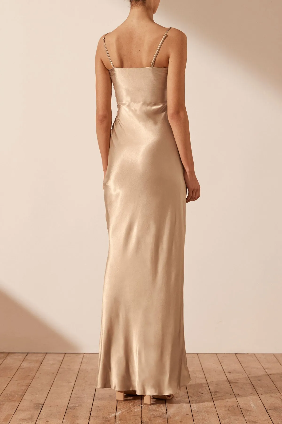 LA LUNE RUCHED MAXI DRESS - GOLD sold by Shona Joy product image thumbnail 4