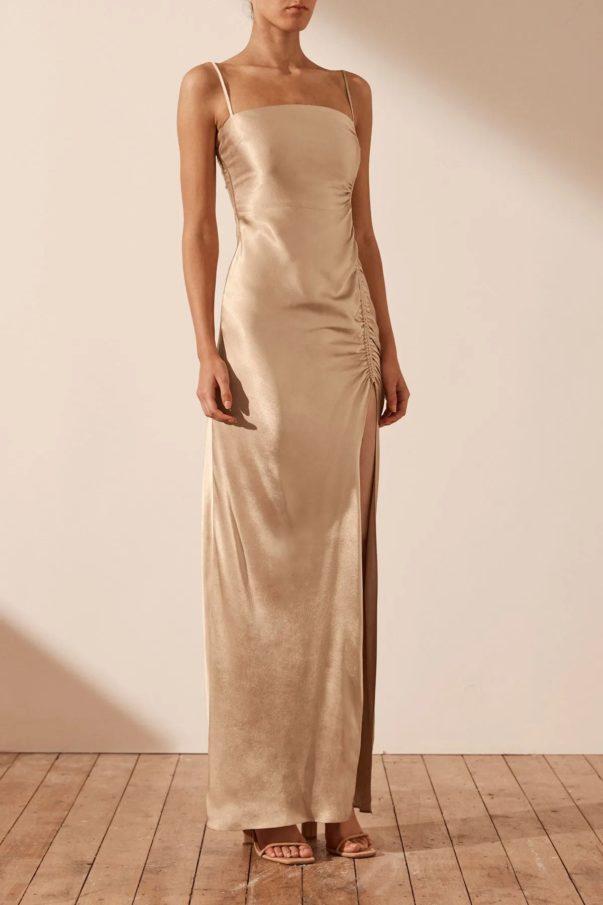 LA LUNE RUCHED MAXI DRESS - GOLD sold by Shona Joy product image thumbnail 2