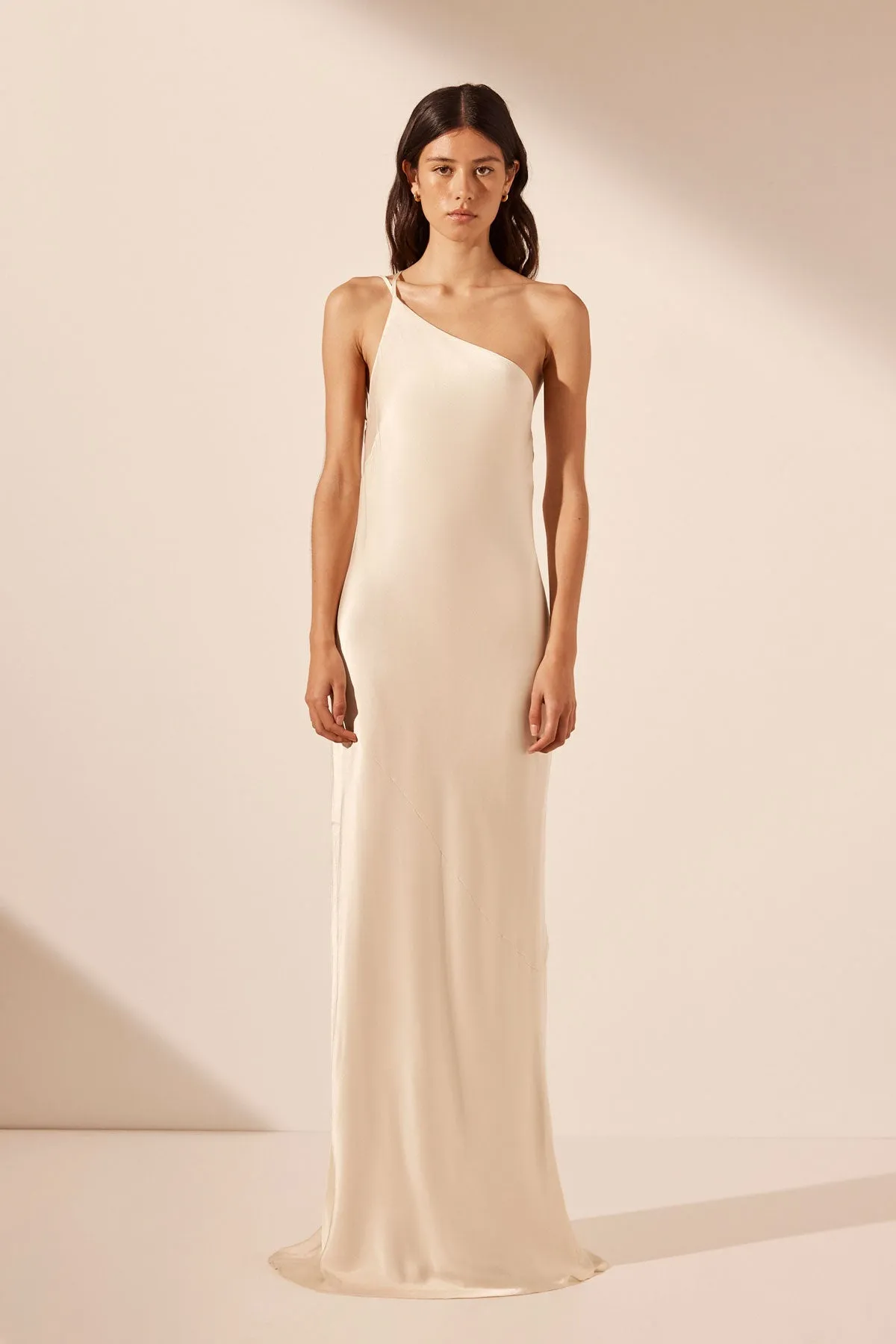 LA LUNE ONE SHOULDER COWL BACK MAXI DRESS - CREAM sold by Shona Joy
