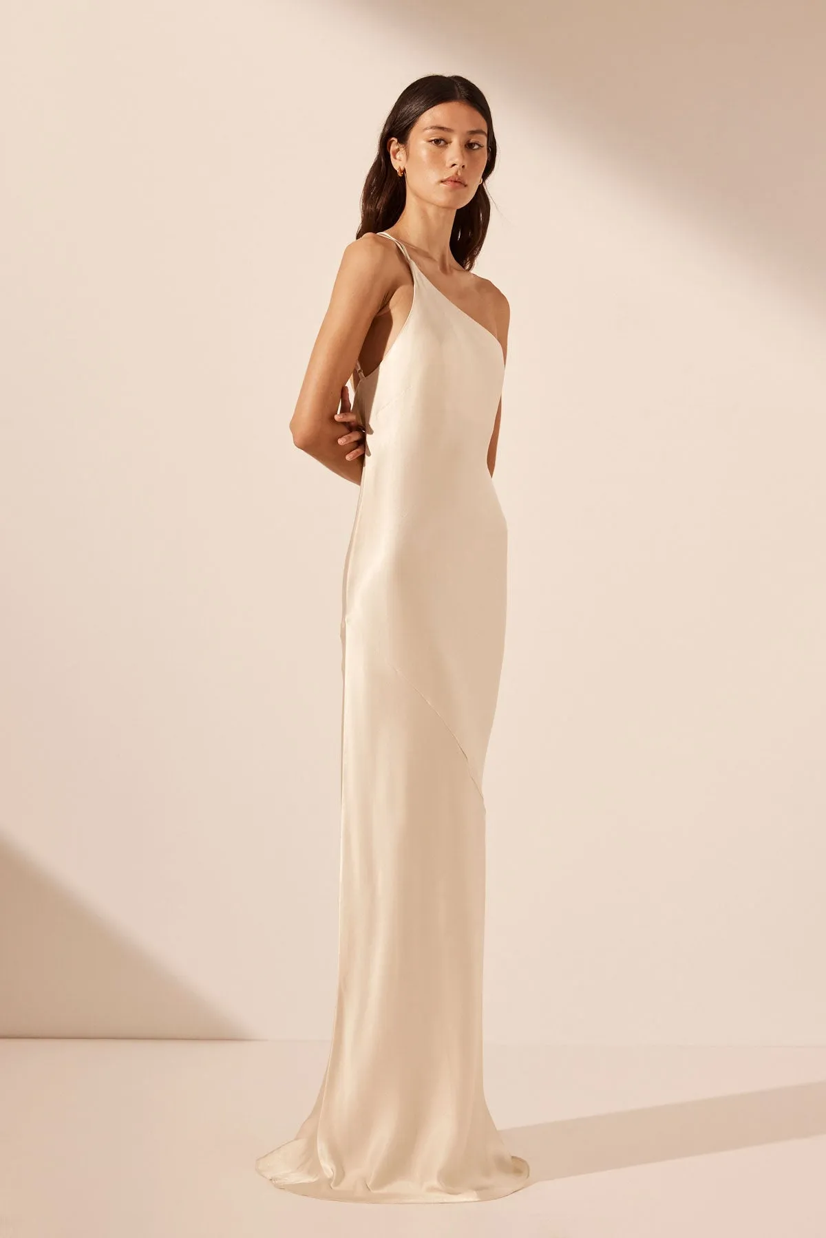 LA LUNE ONE SHOULDER COWL BACK MAXI DRESS - CREAM sold by Shona Joy product image thumbnail 3