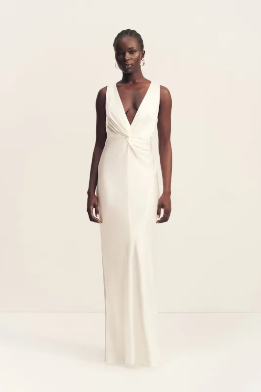 LA LUNE LOW TWIST MAXI DRESS - WHITE sold by Shona Joy