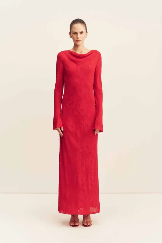 BOWERY LONG SLEEVE MAXI DRESS - CHERRY sold by Shona Joy