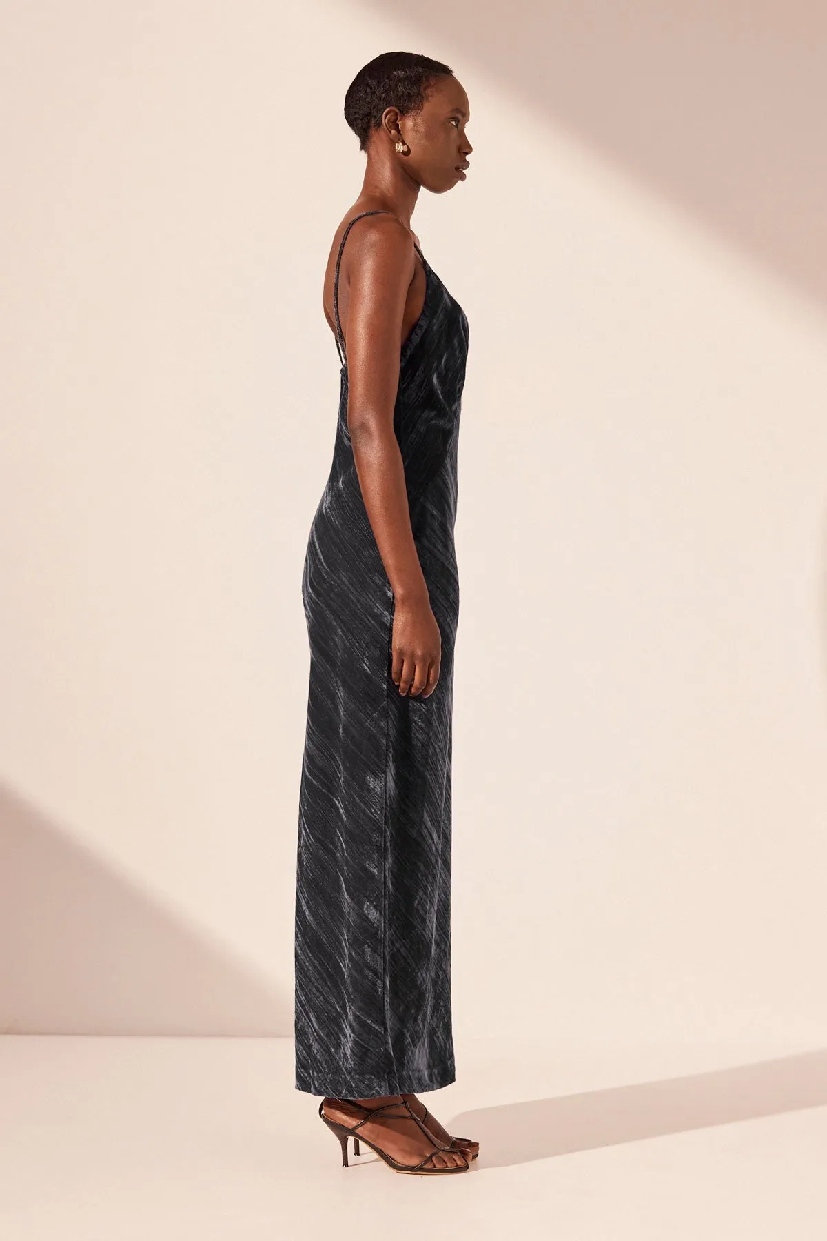 HOLLI PLUNGED GATHERED MIDI DRESS - DARK ASH sold by Shona Joy product image thumbnail 4