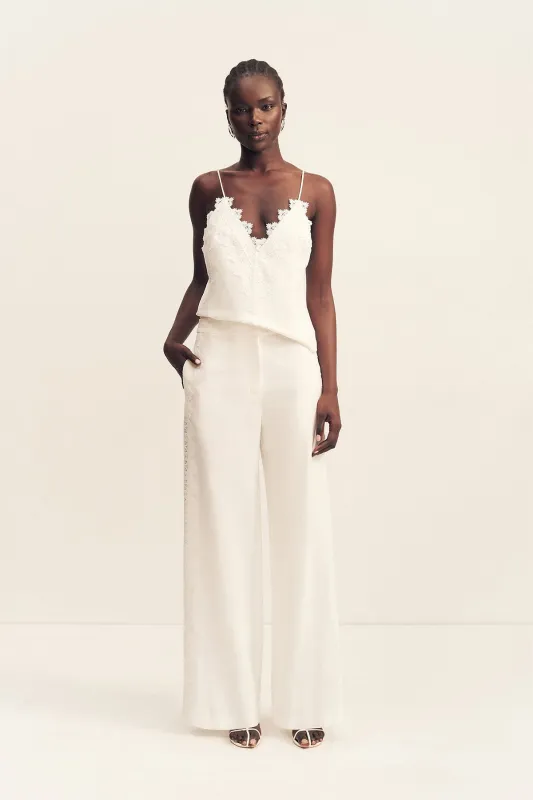 TOILE LINEN LACE WIDE LEG PANT - IVORY made by Shona Joy