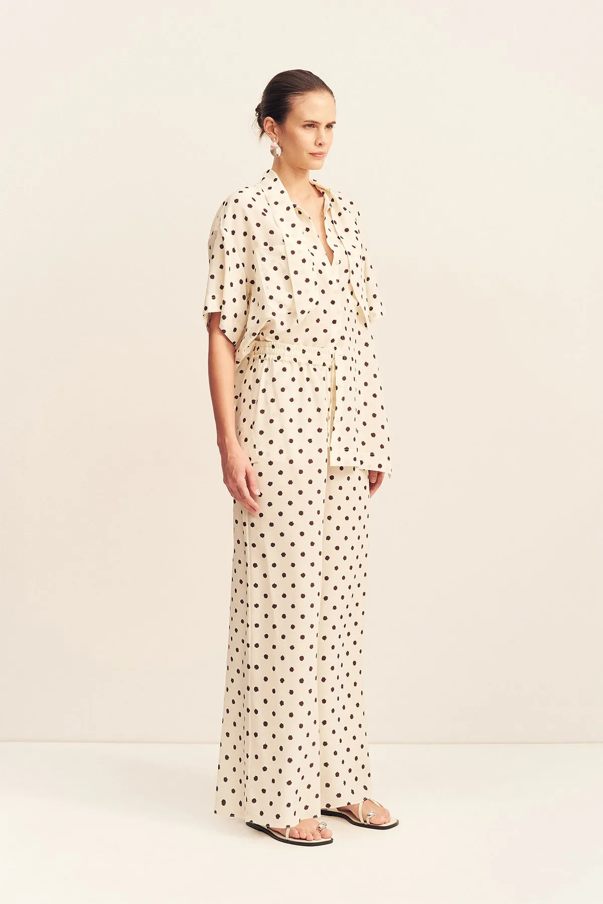 HOUSTON SHEER SHIRT WITH TIE - BLANC POLKA sold by Shona Joy product image thumbnail 3