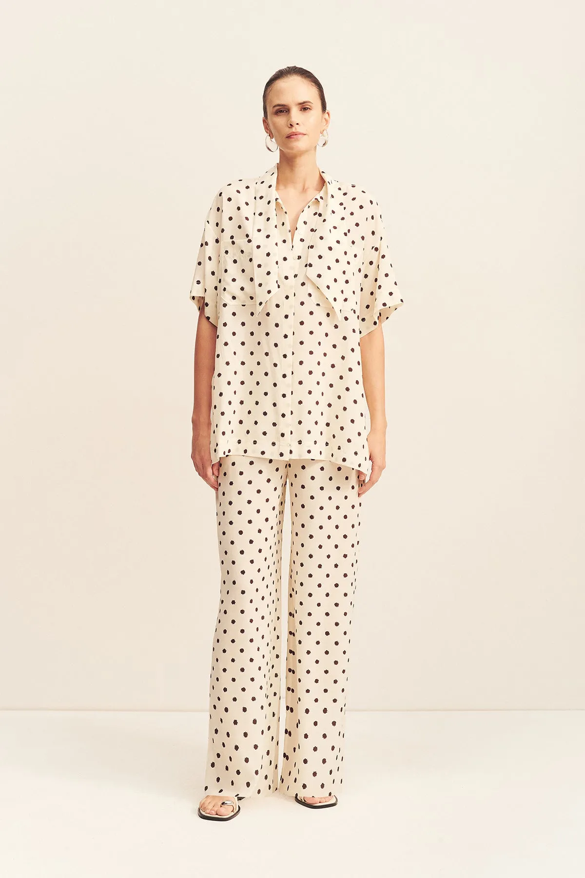 HOUSTON SHEER SHIRT WITH TIE - BLANC POLKA sold by Shona Joy