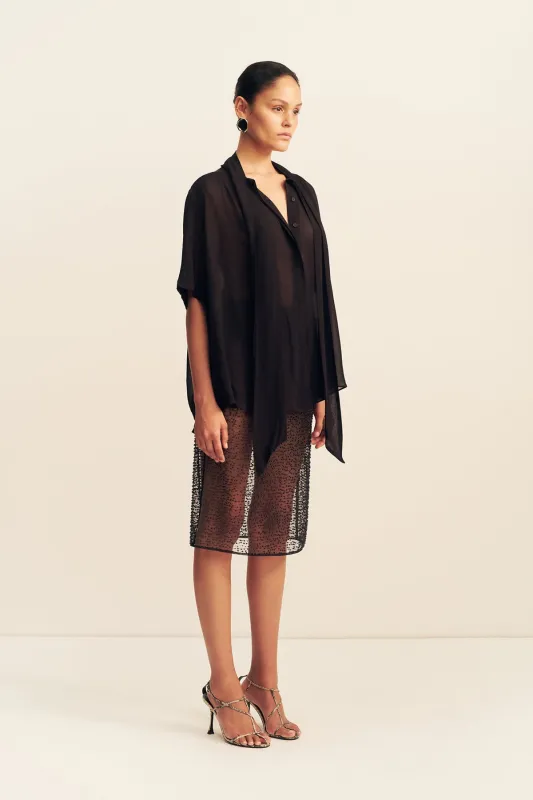 MONA BEADED MIDI SKIRT - BLACK made by Shona Joy