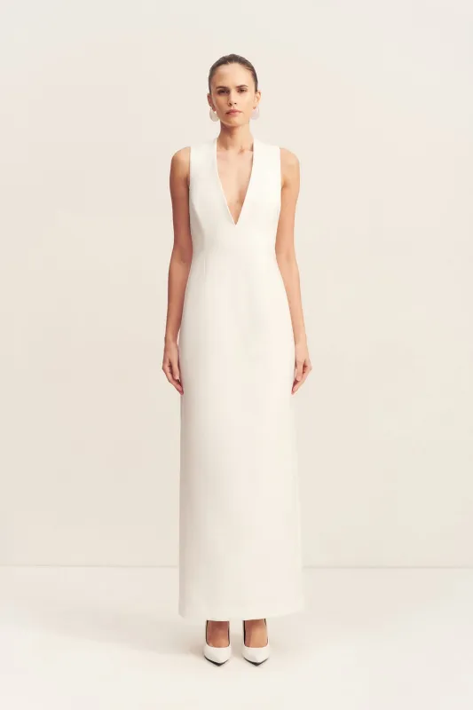 OTIS PLUNGED FITTED MAXI DRESS - IVORY made by Shona Joy