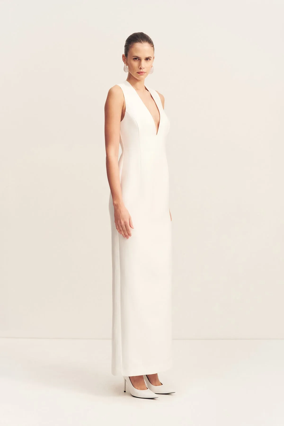 OTIS PLUNGED FITTED MAXI DRESS - IVORY sold by Shona Joy product image thumbnail 2