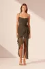 ODEN COWL NECK ASYMMETRICAL MAXI DRESS - OLIVE sold by Shona Joy