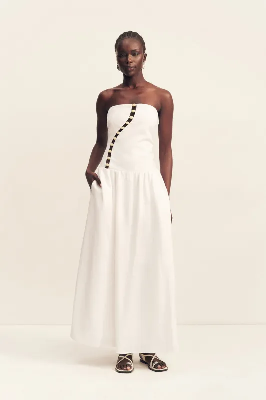 EFFIE LINEN BLEND MAXI DRESS WITH BEAD - IVORY sold by Shona Joy