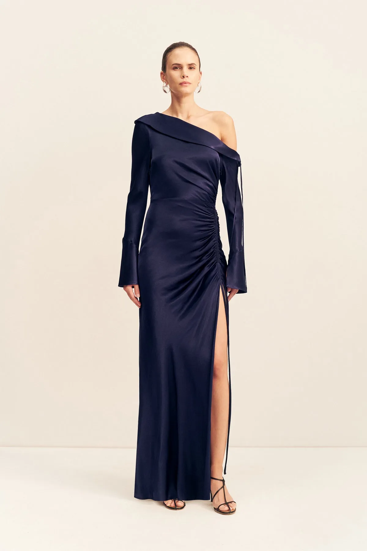 LA LUNE LONG SLEEVE GATHERED MAXI DRESS - MIDNIGHT sold by Shona Joy