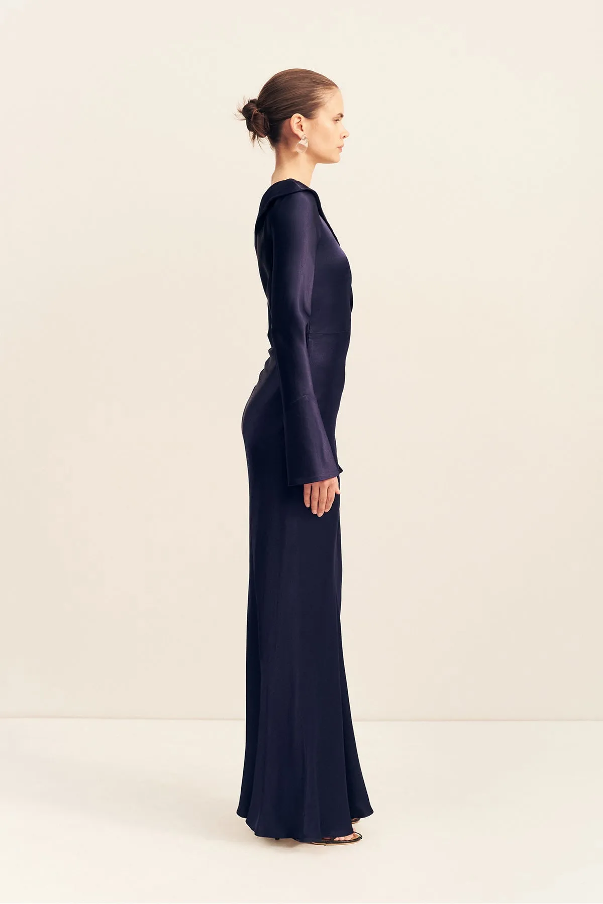 LA LUNE LONG SLEEVE GATHERED MAXI DRESS - MIDNIGHT sold by Shona Joy product image thumbnail 5