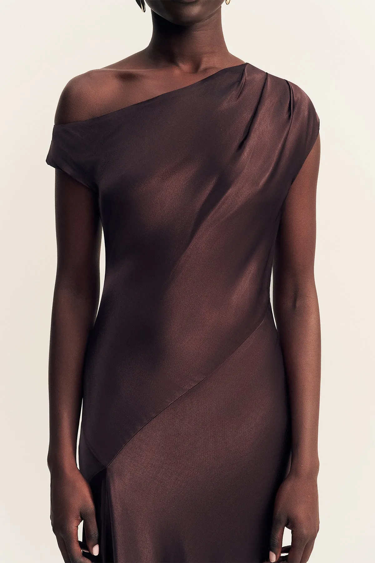 LA LUNE ASYMMETRICAL DRAPED MAXI DRESS - ESPRESSO sold by Shona Joy product image thumbnail 5