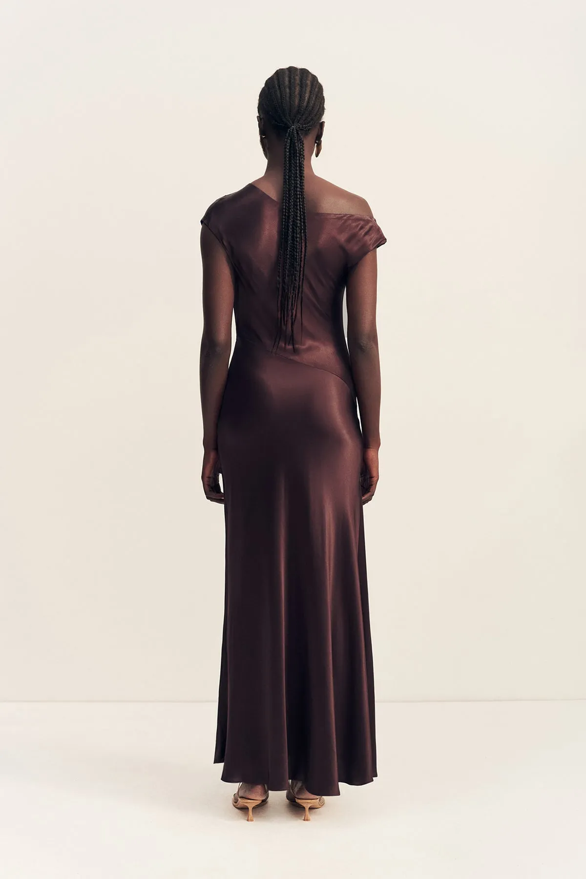 LA LUNE ASYMMETRICAL DRAPED MAXI DRESS - ESPRESSO sold by Shona Joy product image thumbnail 4