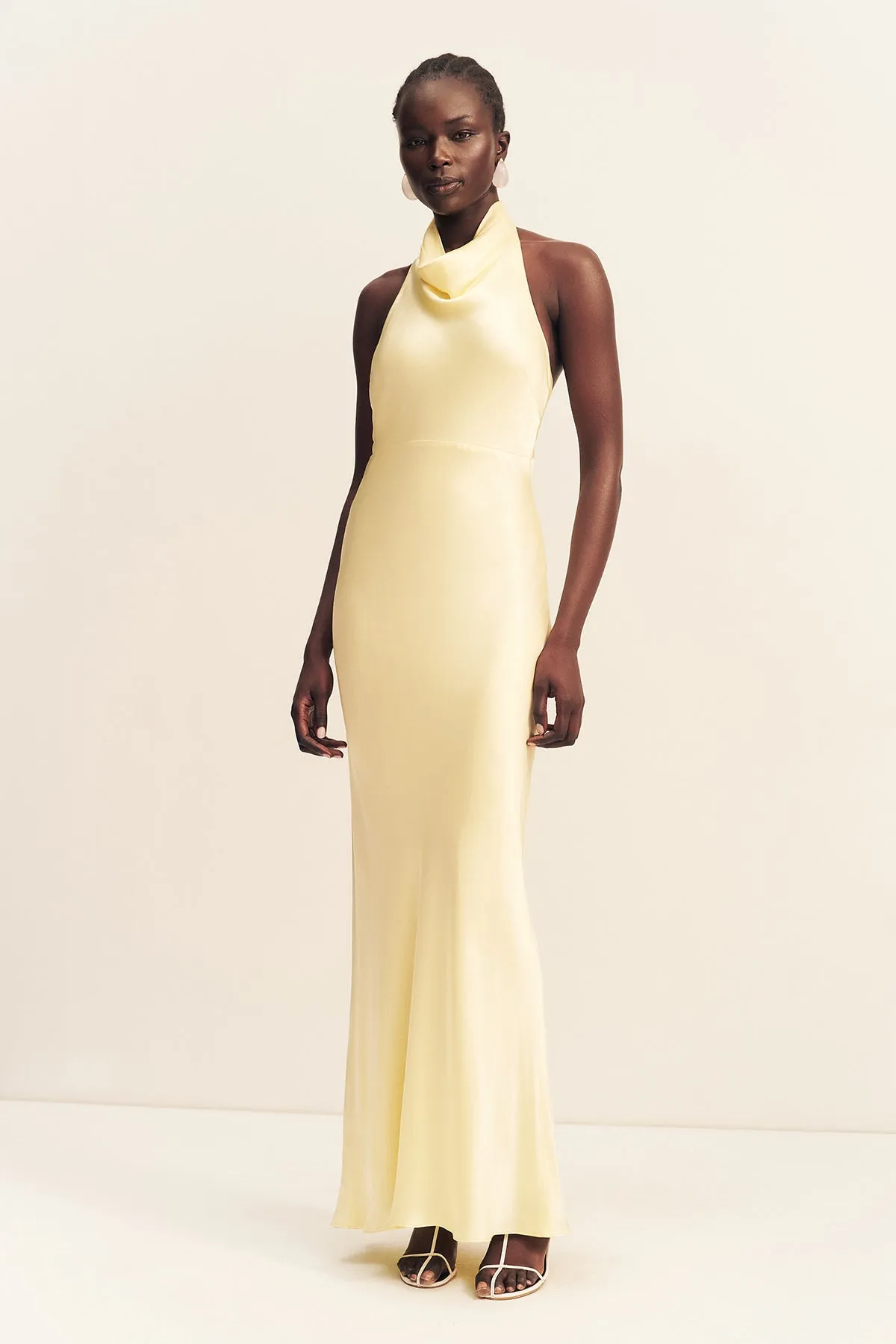 LA LUNE HIGH COWL OPEN BACK MAXI DRESS - LEMON sold by Shona Joy product image thumbnail 2