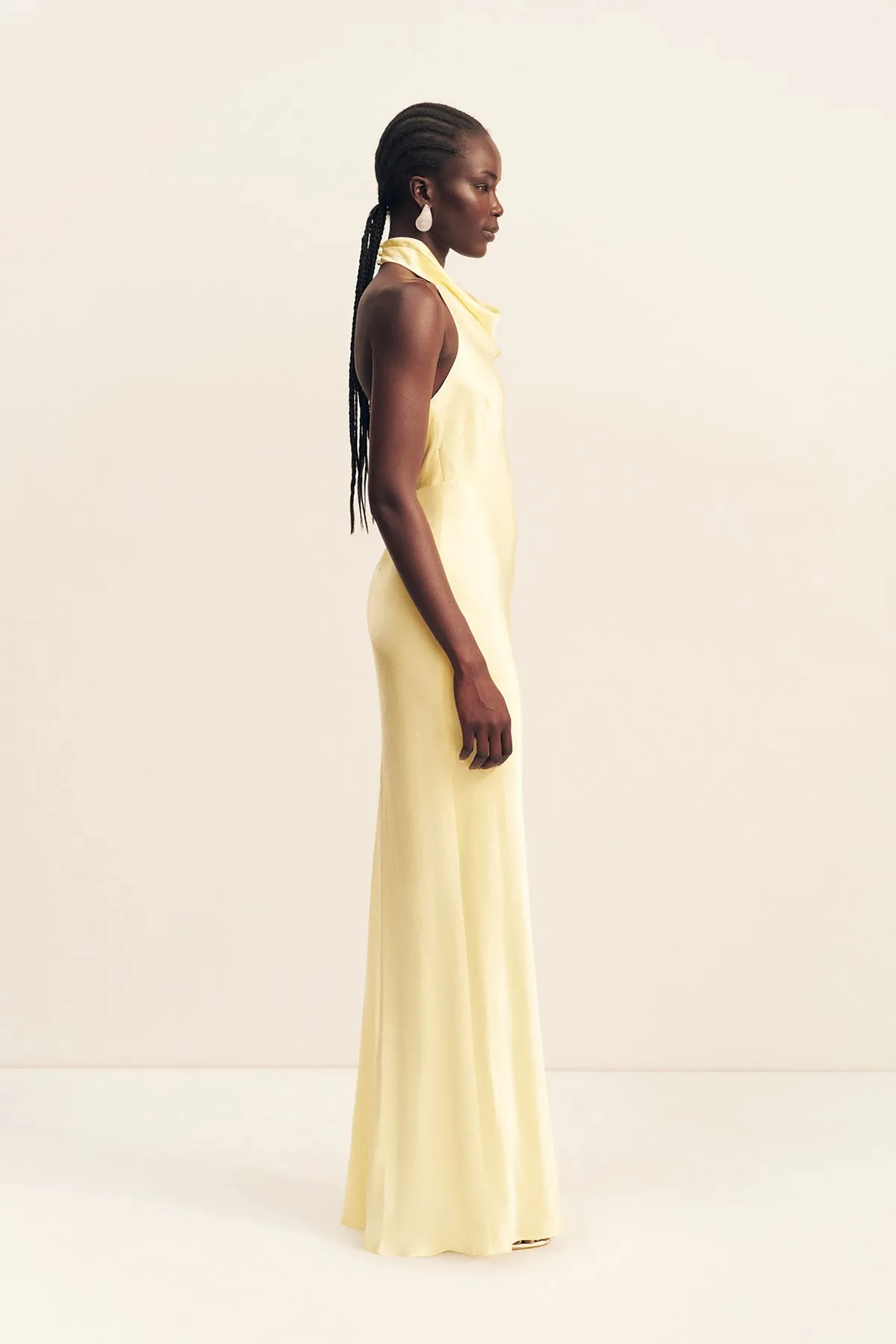 LA LUNE HIGH COWL OPEN BACK MAXI DRESS - LEMON sold by Shona Joy product image thumbnail 4