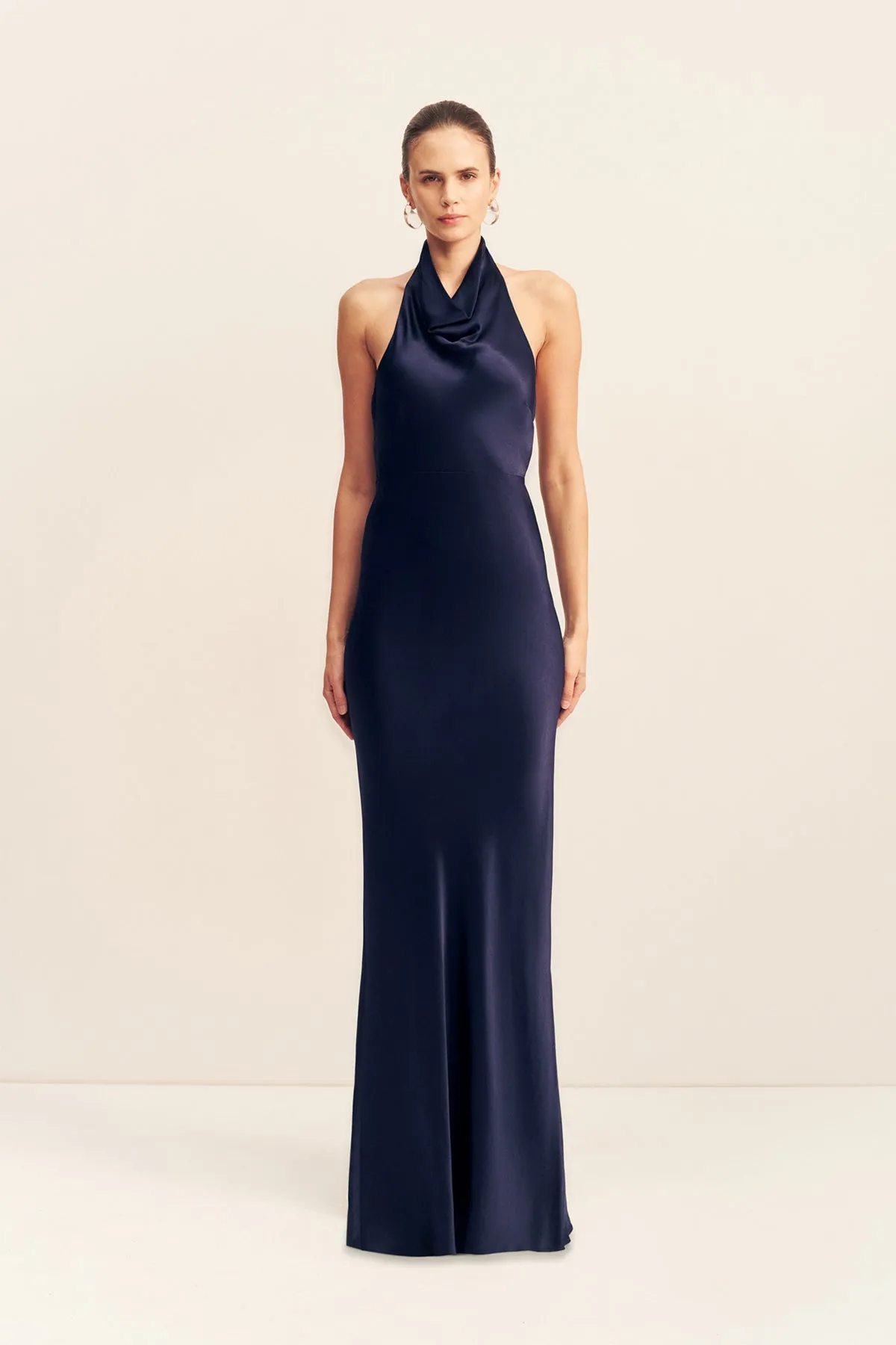 LA LUNE HIGH COWL OPEN BACK MAXI DRESS - MIDNIGHT sold by Shona Joy