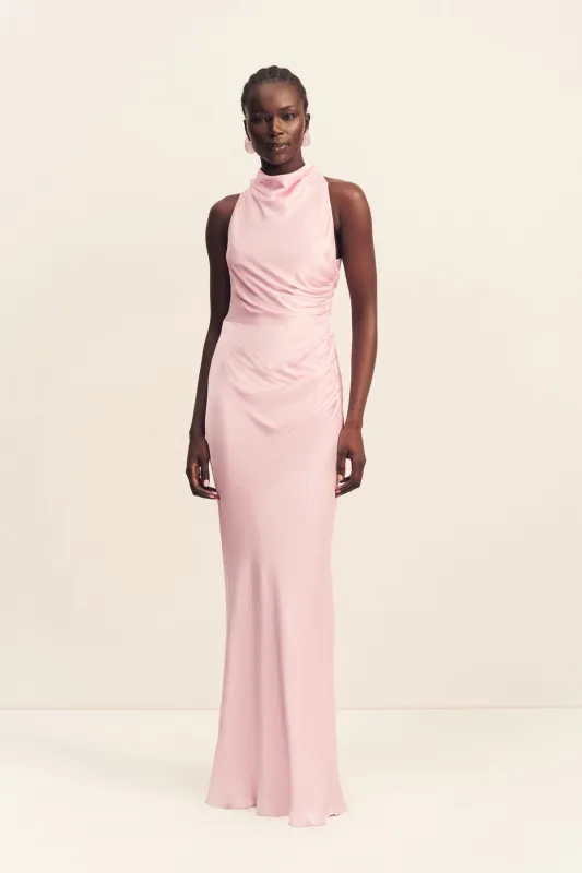 LA LUNE HIGH NECK GATHERED MAXI DRESS - BLOSSOM sold by Shona Joy