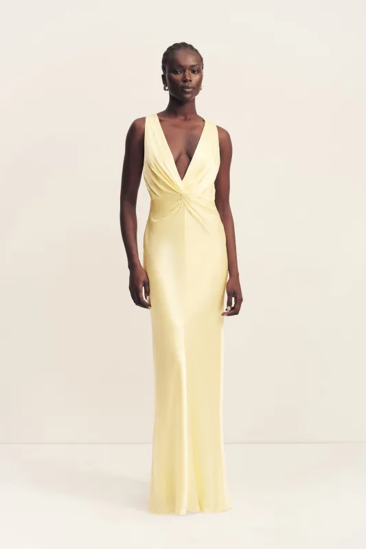 LA LUNE LOW TWIST MAXI DRESS - LEMON sold by Shona Joy