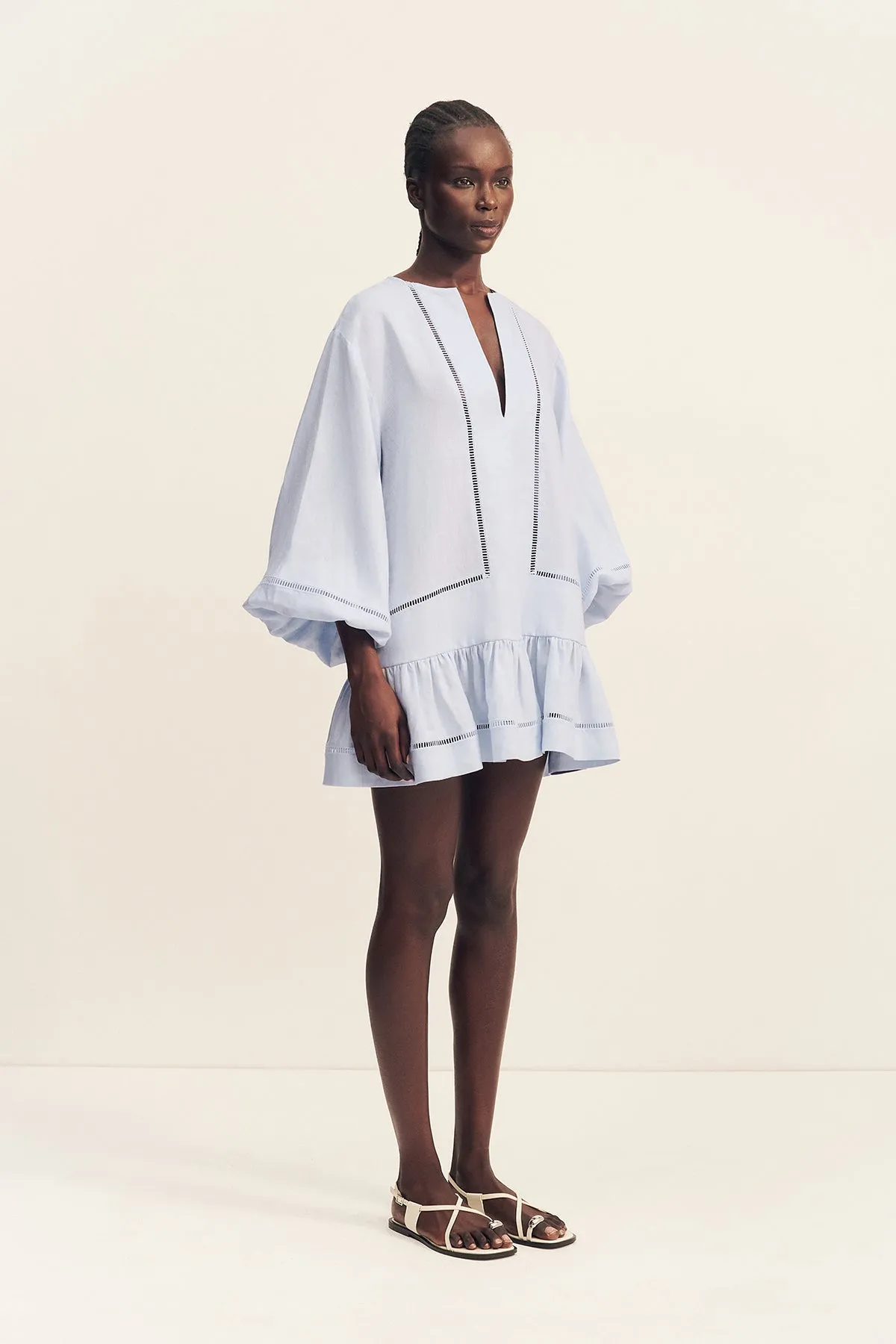 TOMMY LINEN BALLOON SLEEVE MINI DRESS - SKY sold by Shona Joy product image thumbnail 3