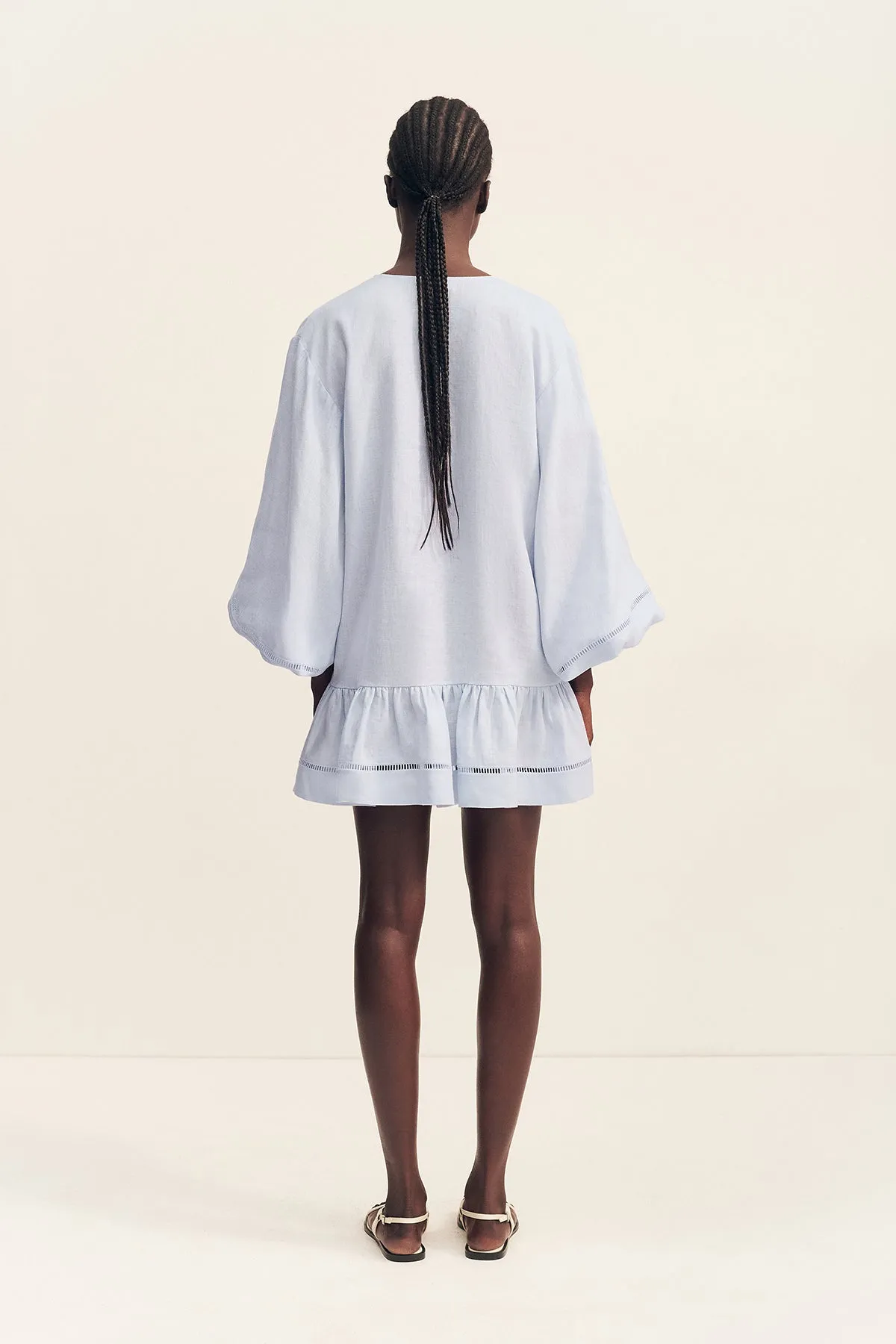 TOMMY LINEN BALLOON SLEEVE MINI DRESS - SKY sold by Shona Joy product image thumbnail 5