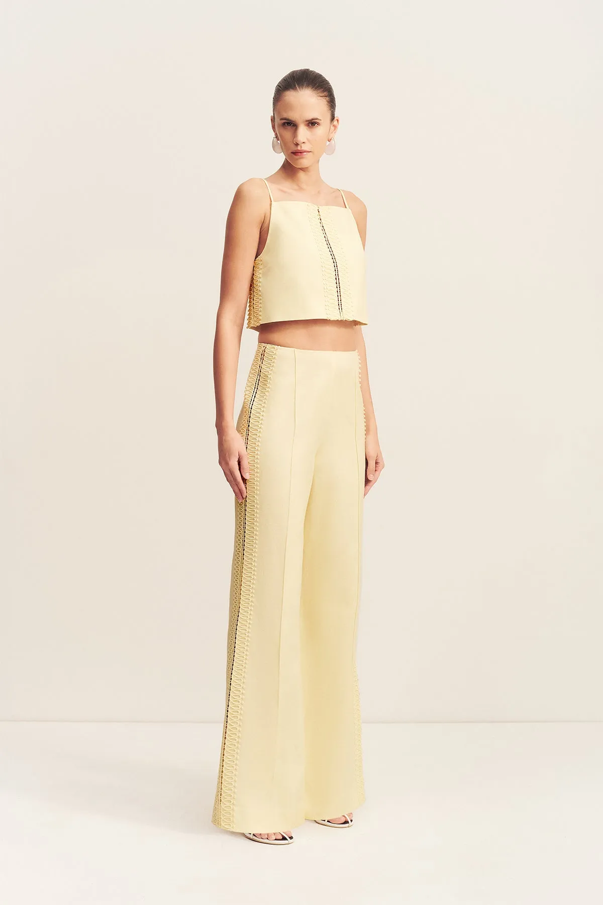 WRIGHT LACE LINEN BLEND CROPPED CAMI sold by Shona Joy product image thumbnail 3