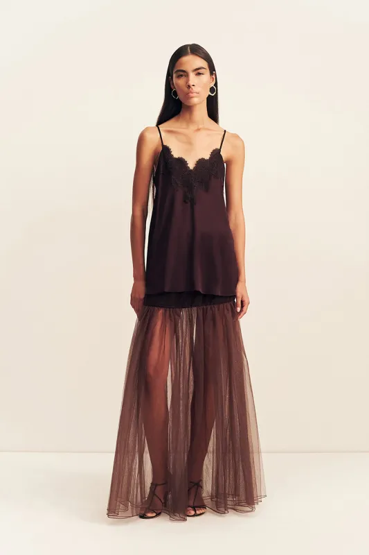 HALO SHEER MAXI SKIRT - ESPRESSO made by Shona Joy
