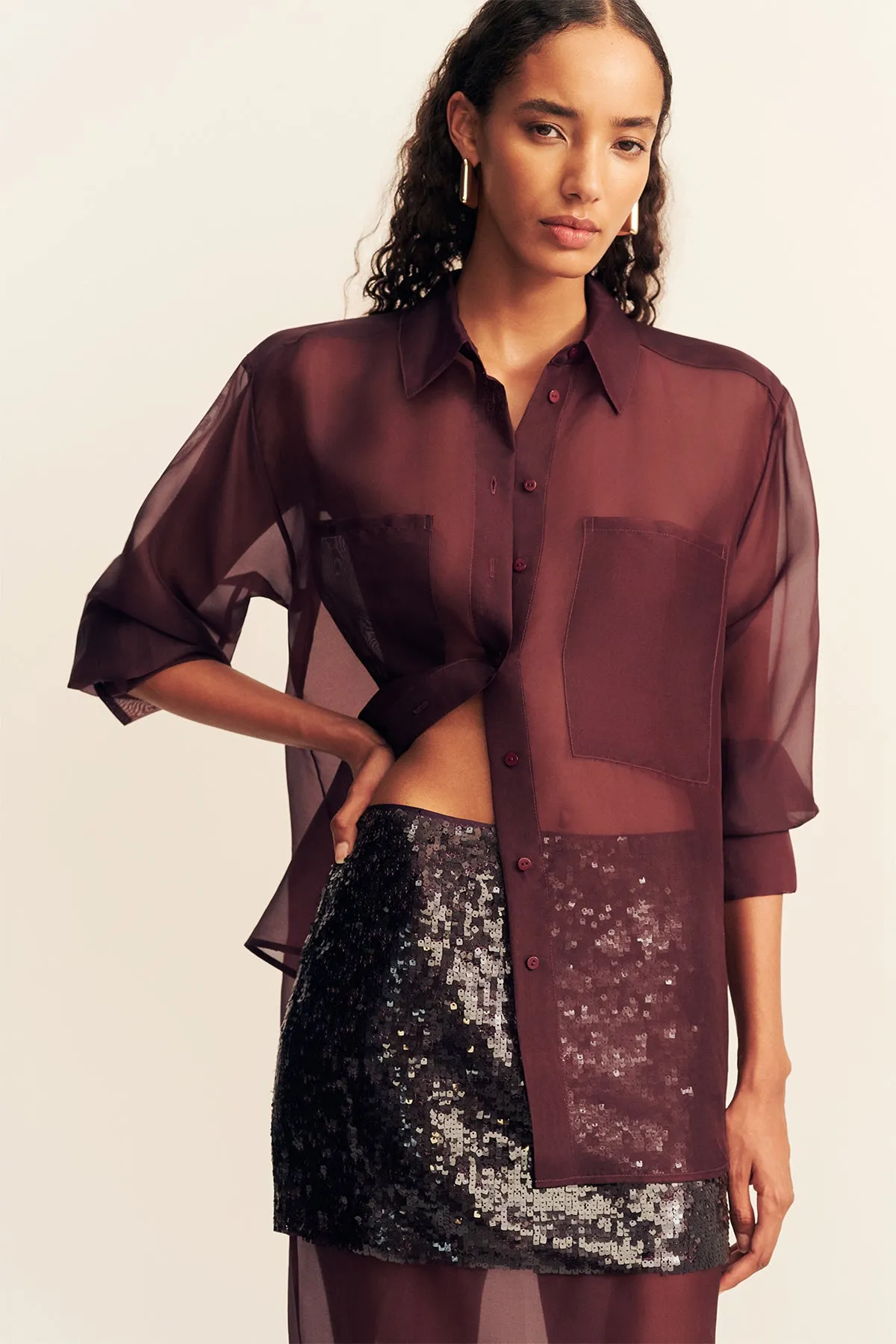 TIBBY SILK ORGANZA SHIRT - PORT ROYALE sold by Shona Joy product image thumbnail 2
