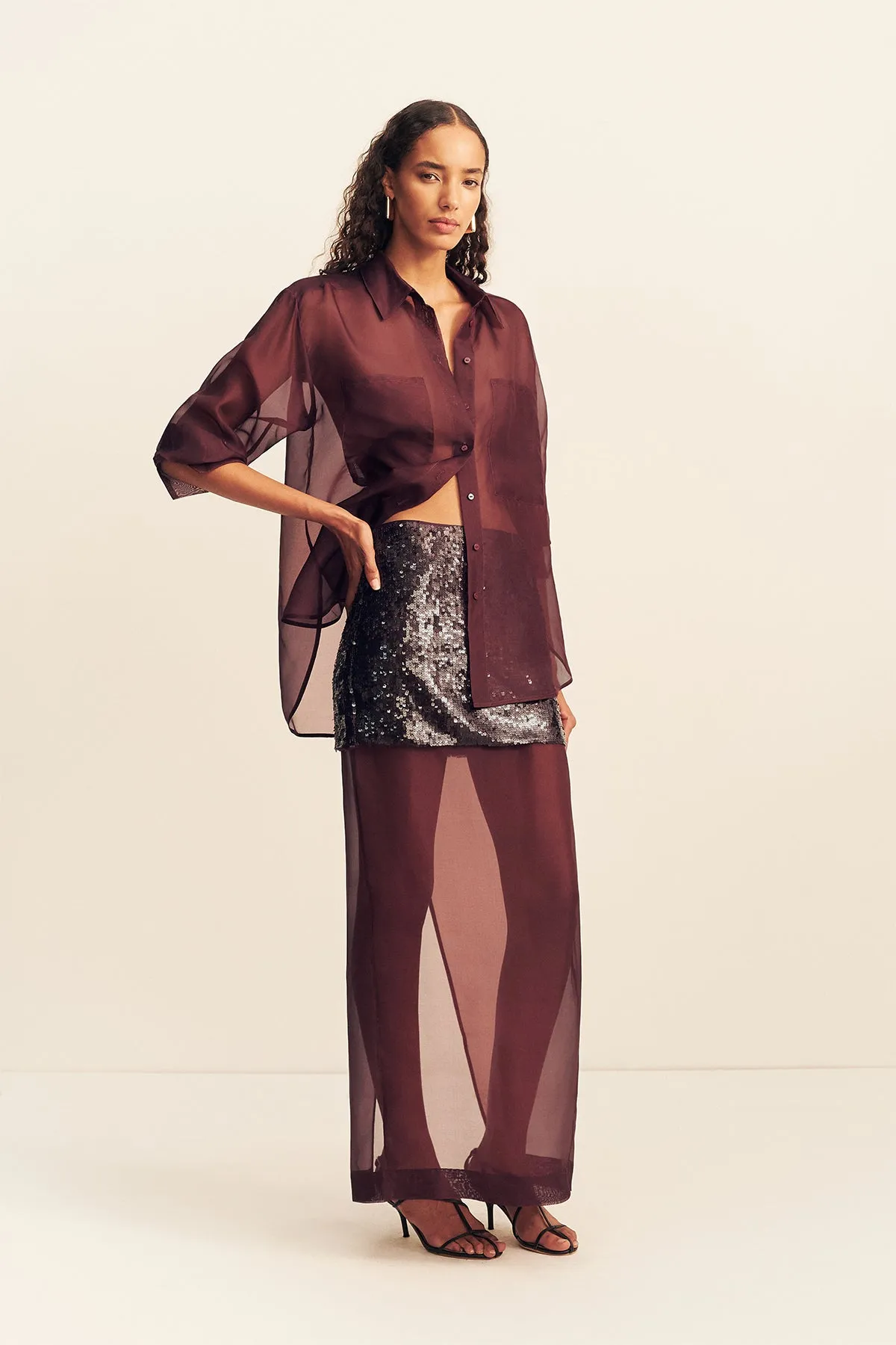 TIBBY SILK ORGANZA SHIRT - PORT ROYALE sold by Shona Joy product image thumbnail 3