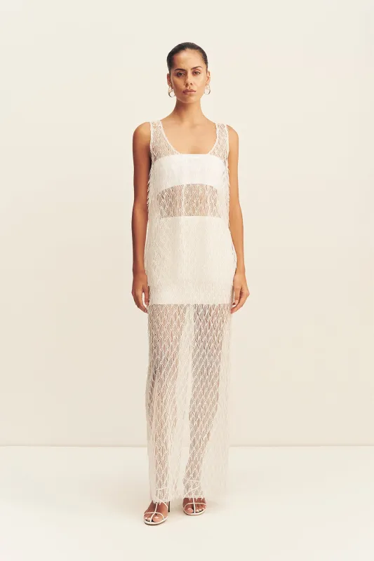 TALITHA FRINGE MAXI SKIRT - IVORY made by Shona Joy
