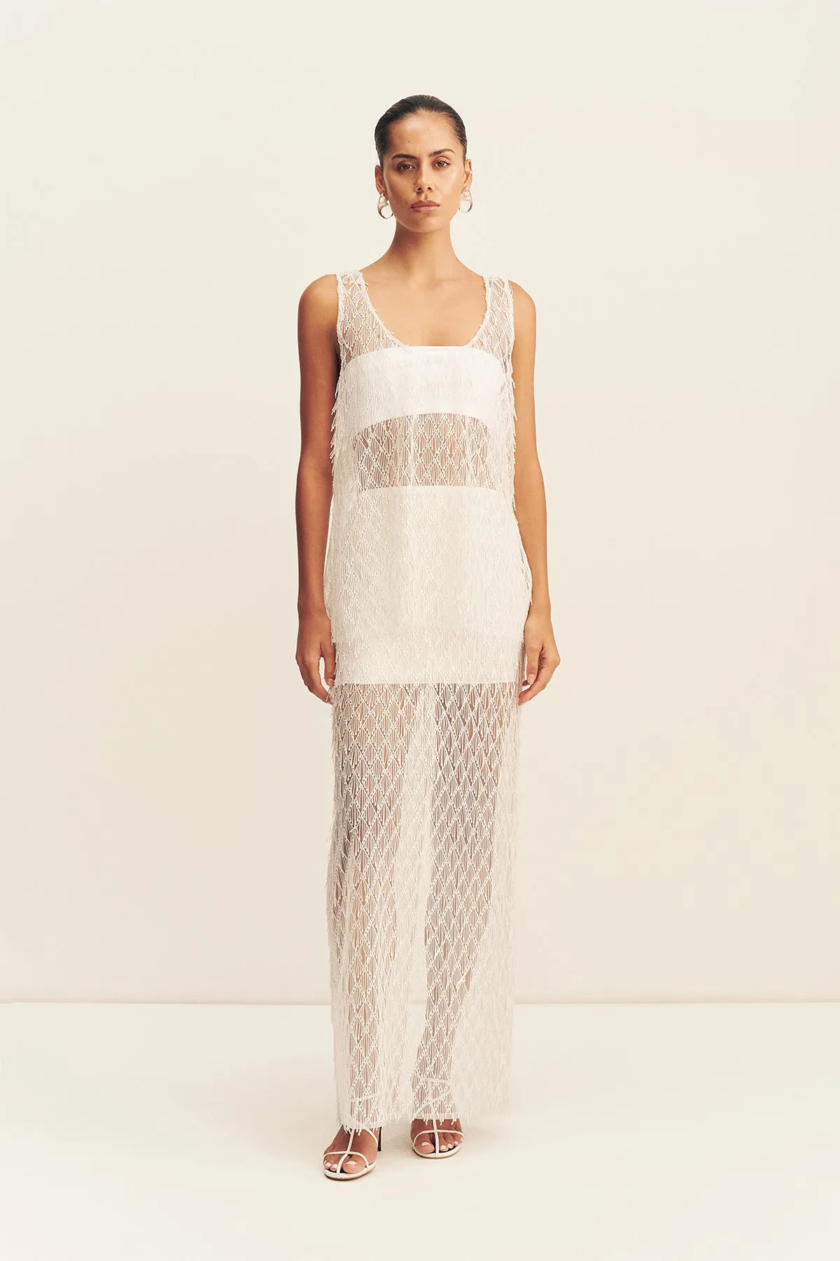 TALITHA FRINGE MAXI SKIRT - IVORY sold by Shona Joy
