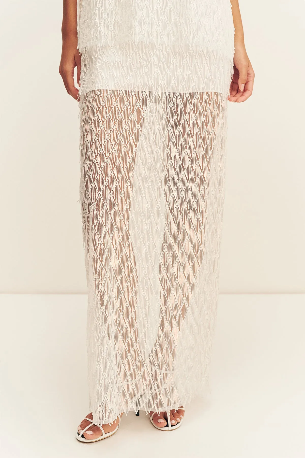 TALITHA FRINGE MAXI SKIRT - IVORY sold by Shona Joy product image thumbnail 5
