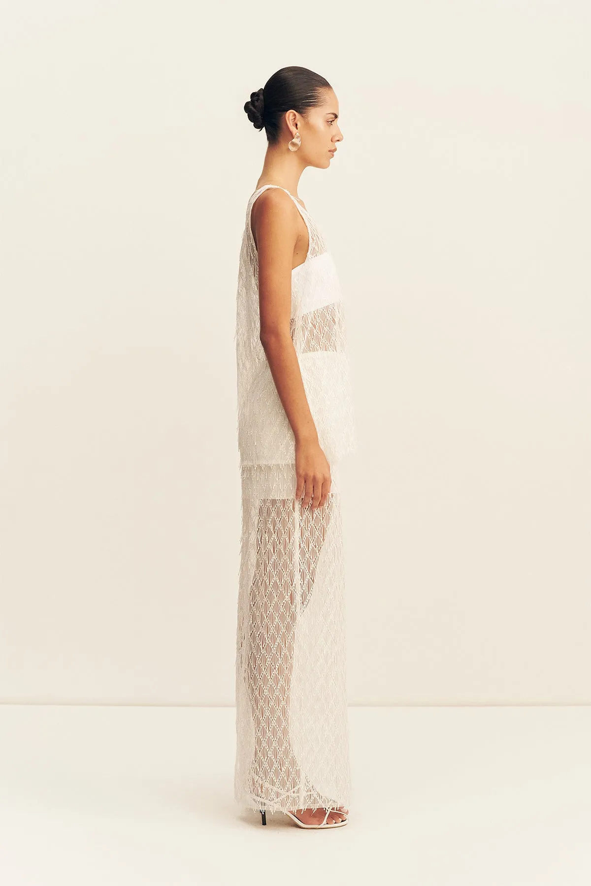 TALITHA FRINGE MAXI SKIRT - IVORY sold by Shona Joy product image thumbnail 4