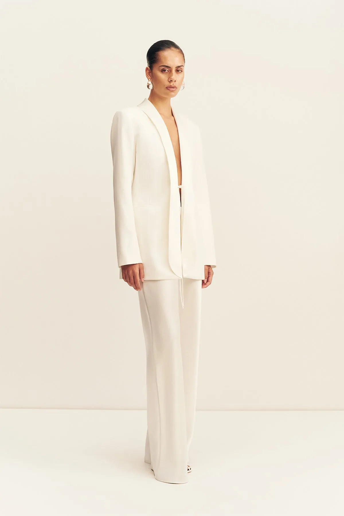 SOLANA TUXEDO TIE BLAZER - IVORY sold by Shona Joy product image thumbnail 4