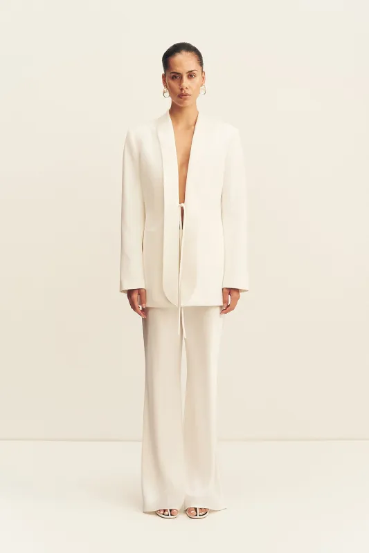 SOLANA TUXEDO TIE BLAZER - IVORY made by Shona Joy