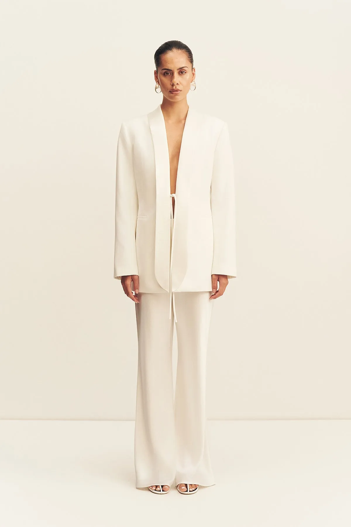 SOLANA TUXEDO TIE BLAZER - IVORY sold by Shona Joy