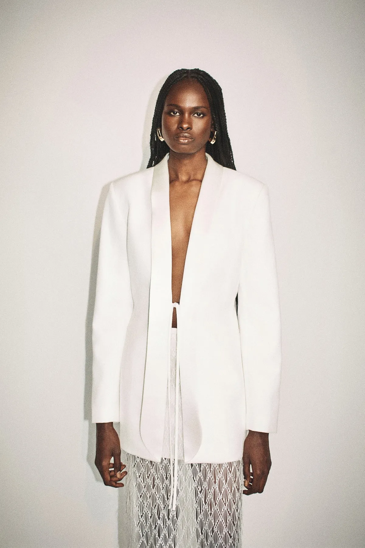 SOLANA TUXEDO TIE BLAZER - IVORY sold by Shona Joy product image thumbnail 2