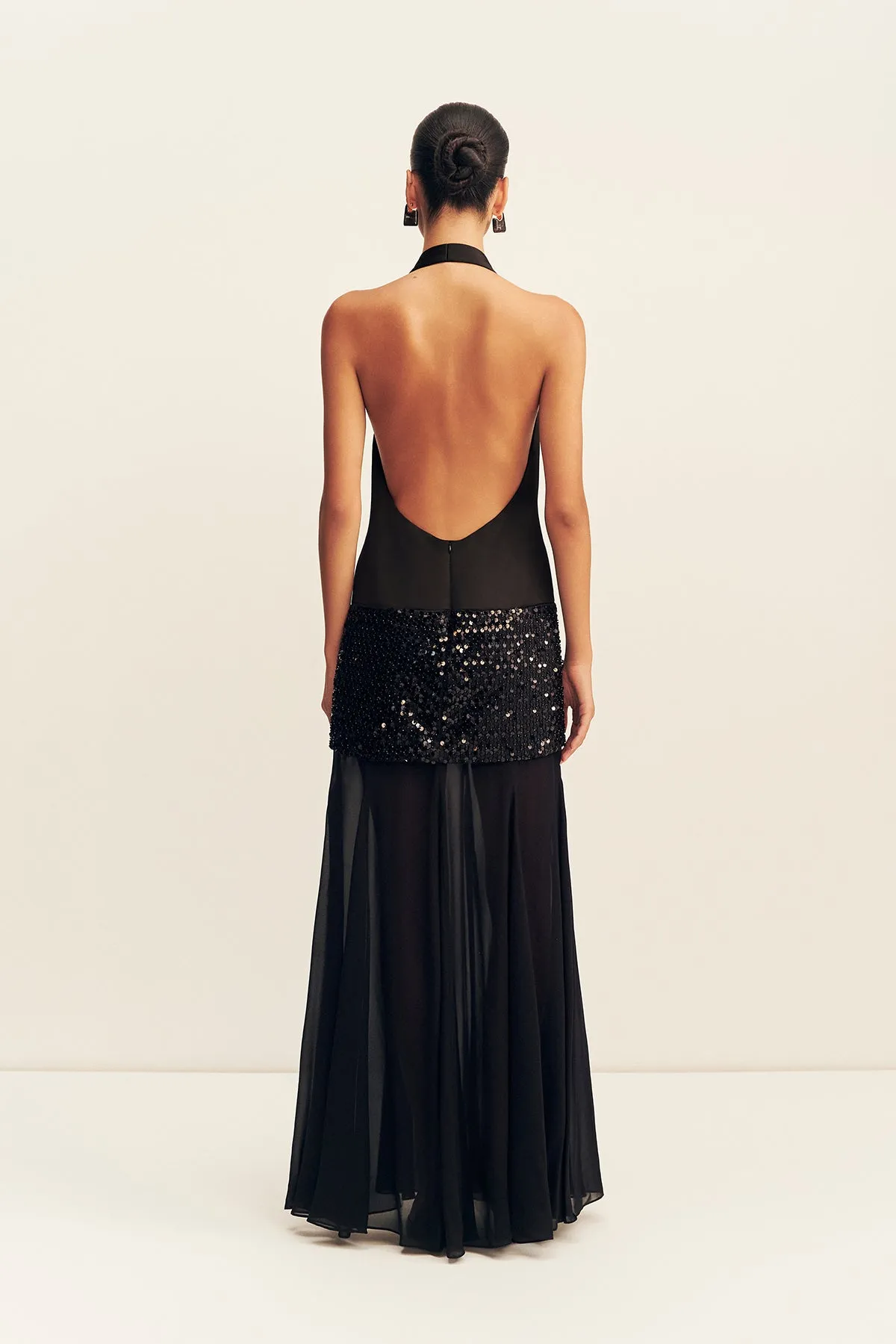 BIANCA HALTER PLUNGED MAXI DRESS - BLACK sold by Shona Joy product image thumbnail 5