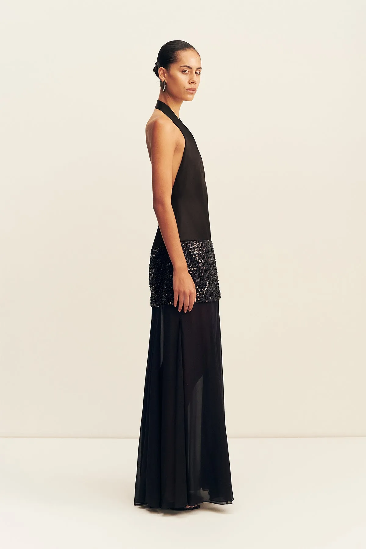 BIANCA HALTER PLUNGED MAXI DRESS - BLACK sold by Shona Joy product image thumbnail 4