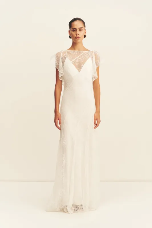 LABYRINTH SHEER LACE PANELLED MAXI DRESS - IVORY made by Shona Joy