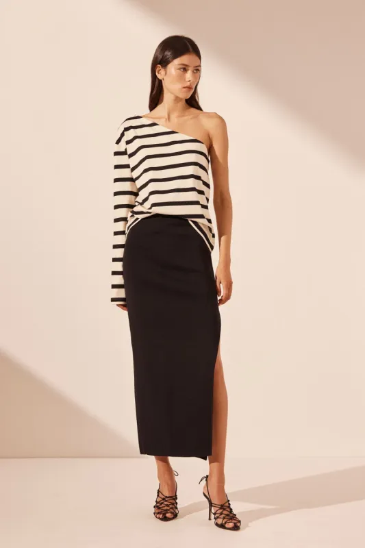 GIA ONE SHOULDER TEE - CREAM/BLACK sold by Shona Joy