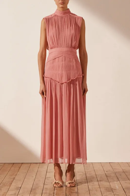LAUREN HIGH NECK MIDI DRESS - BLUSH sold by Shona Joy
