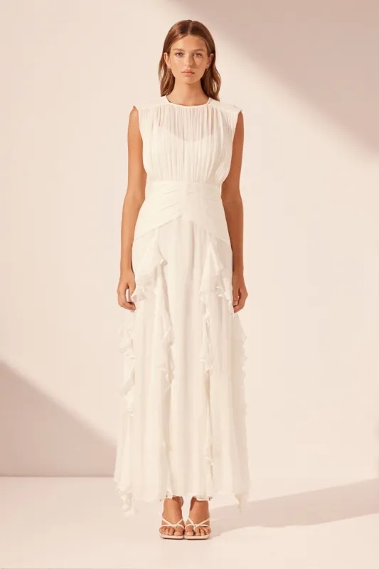 MARGOT ROUND NECK SLEEVELESS MAXI DRESS - IVORY sold by Shona Joy